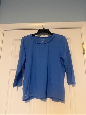 Lilly Pulitzer Blue Women's Braided-Neck 3/4 Sleeve Top